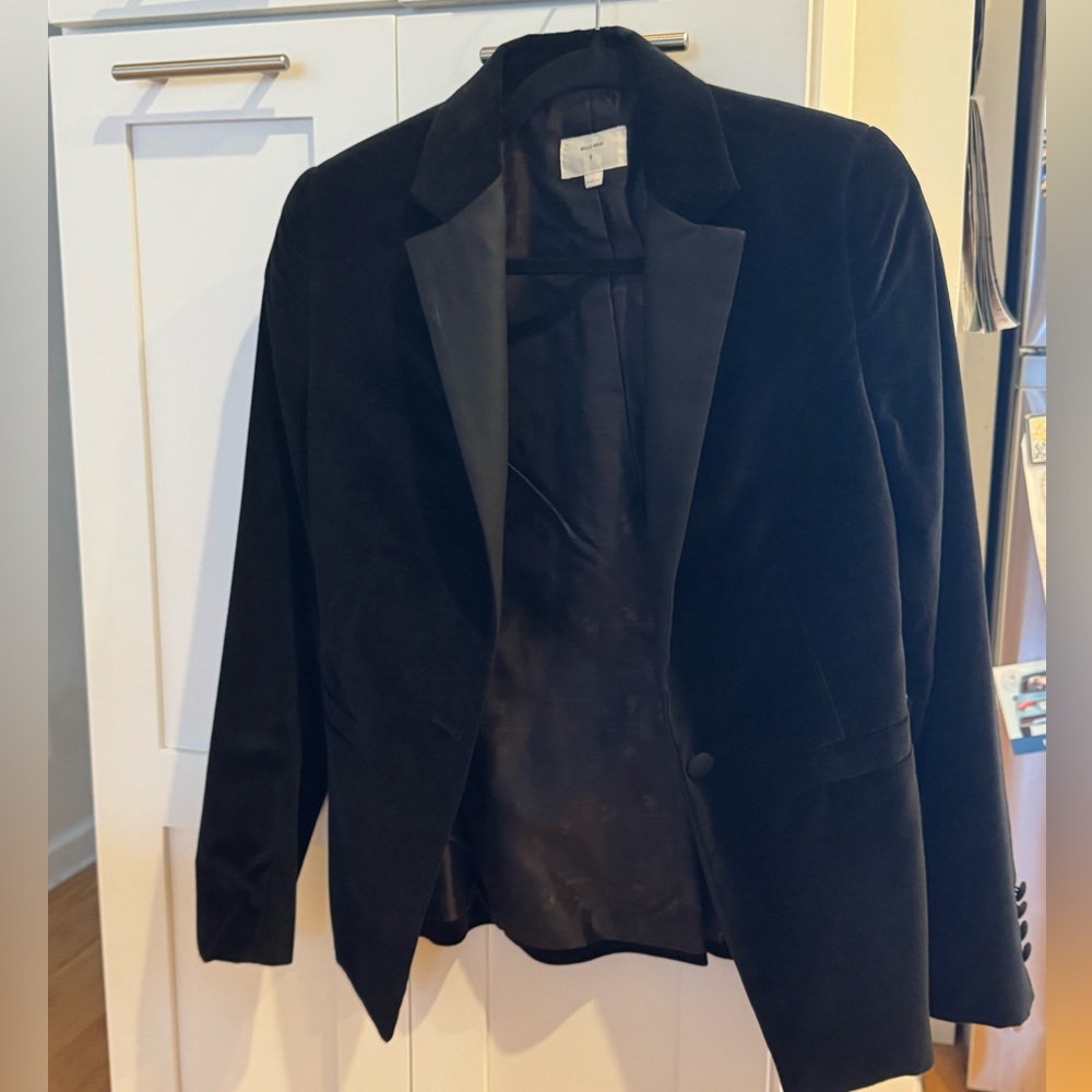 Billy Reid black velvet jacket / blazer with satin lapels